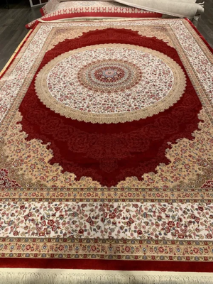 SUPER BAMBOO SILK 6’5” x 9’ 6” RED/CREAM