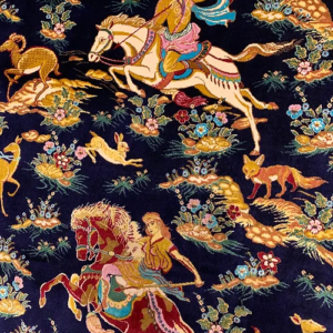 SUPER PERSIAN QUM HUNTING SCENE 6’ 7” x 9’ 7”