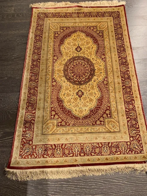 SUPER HAND KNOTTED PURE SILK ORIENTAL RUG 3' 1" X 4' 10" SKU #P11746