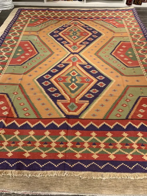 SUPER HAND KNOTTED STONE WASHED COTTON DHURRIE 9’ x 12’ SKU# C50615