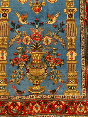 SUPER HAND KNOTTED PERSIAN QUM 3’ 6” x 4’ 11”
