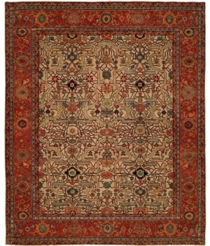 Antique Heriz 109 Ivory-Red
